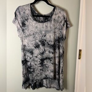 Stylish Black and Gray Tie-Dye Short Sleeve Top